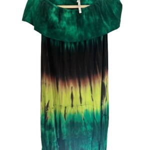 ☀️ Surf Style Green and Black Ruffled Sundress